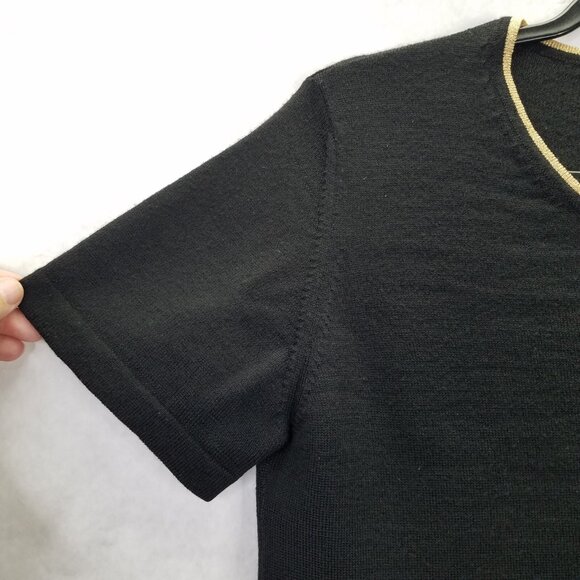 Le Troupe Tricot Maglia Top Womens Small Merino Wool Black Gold Italian Knitwear - Picture 7 of 13